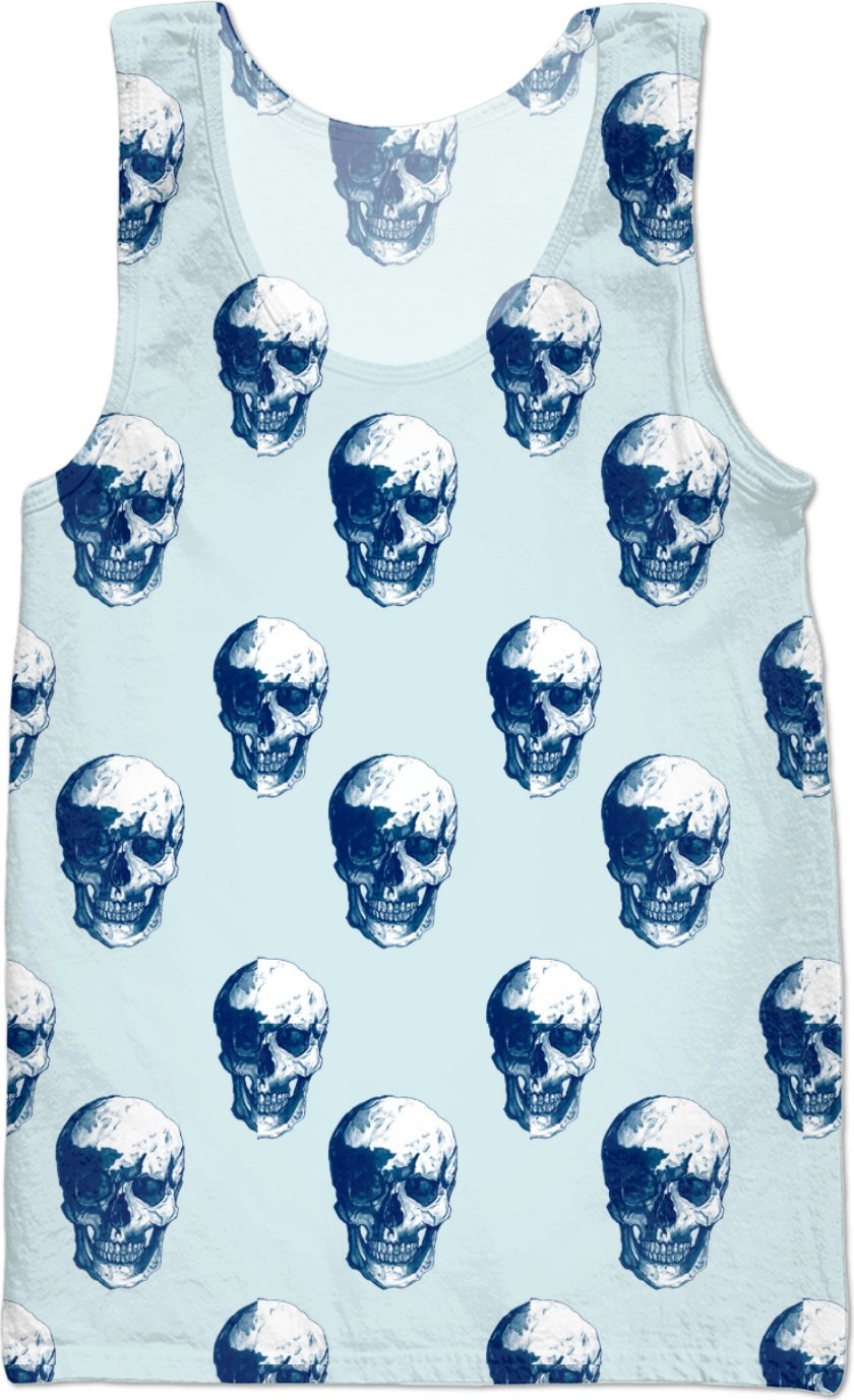 Ice Blue Graduation Skulls Patterns by Robert Bowen - Robert Bowen Tees