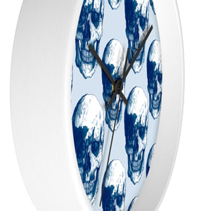 Blue Polka Skulls Wall Clock by Robert Bowen - Robert Bowen Tees