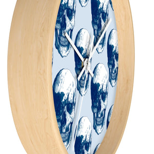 Blue Polka Skulls Wall Clock by Robert Bowen - Robert Bowen Tees