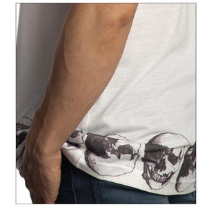 Vintage Treatment Skulls Hem White Tank