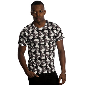 Vintage Treatment Polka Skulls Sublimation Black Tee