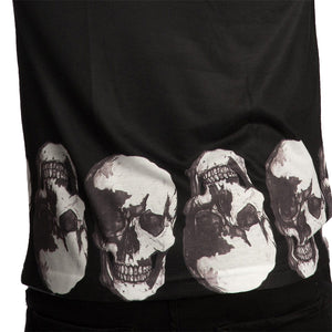 Vintage Treatment Skulls Hem Sublimation Black Tee