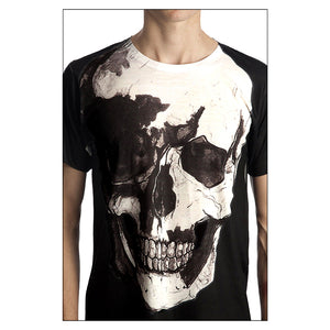 Vintage Treatment Black Crew Neck Skull Collar Bone Tee