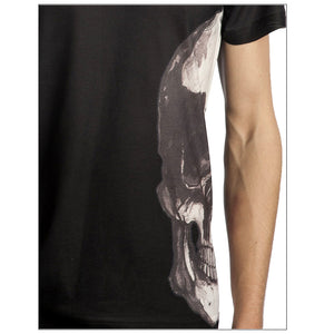 Vintage Treatment Skull Under Arm Sublimation Black Tee