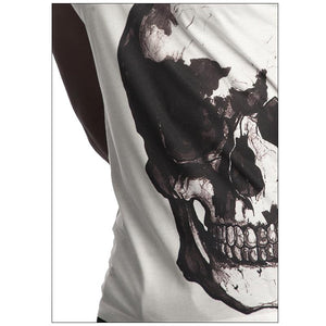 Vintage Treatment Skull Side White Tank