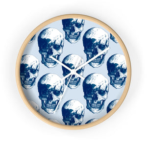 Blue Polka Skulls Wall Clock by Robert Bowen - Robert Bowen Tees