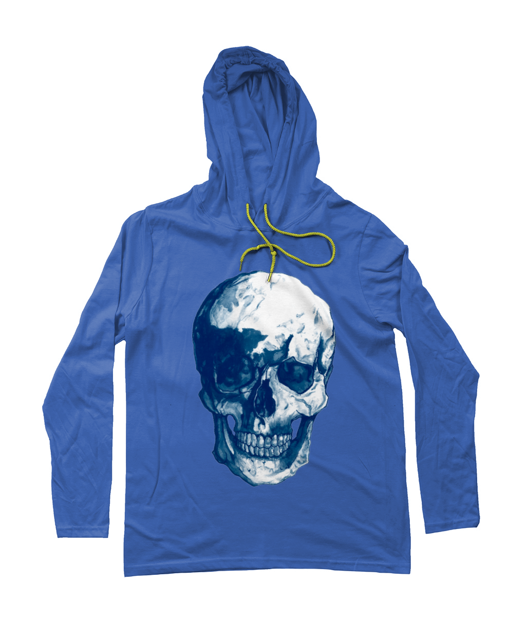 Men's Blue Skull Rolled Sleeves Tee by Robert Bowen - Robert Bowen Tees