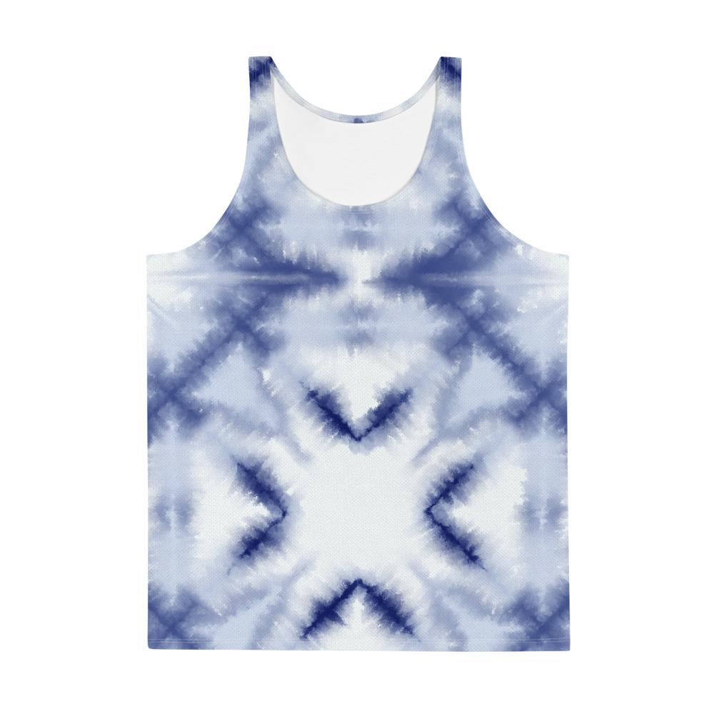Shibori Tie-Dye Diamonds Unisex Tank Top designed by Robert Bowen
