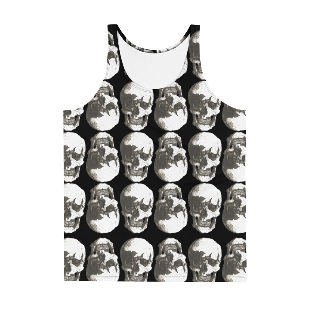 Vintage Treatment Polka Skulls Black Tank by Robert Bowen