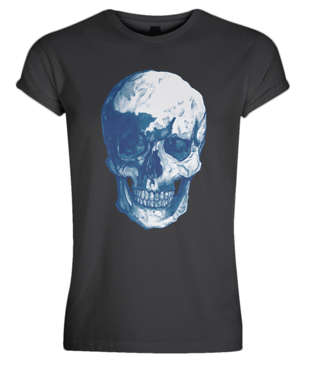 Men's Blue Skull Rolled Sleeves Tee by Robert Bowen - Robert Bowen Tees