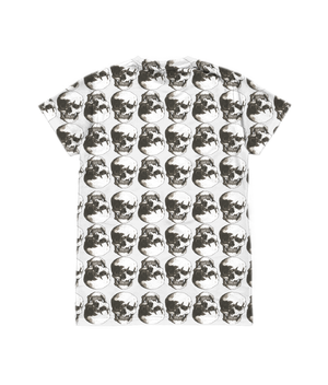 Vintage Treatment Polka Skulls Sublimation White Tee