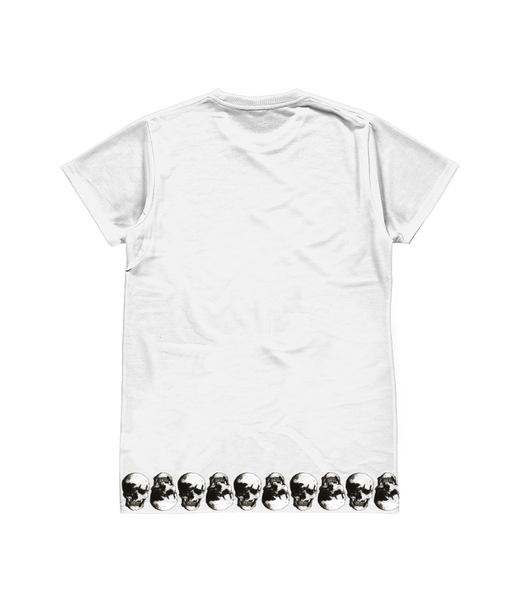 Skull Hem Sublimation White Tee
