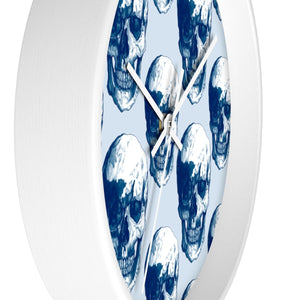 Blue Polka Skulls Wall Clock by Robert Bowen - Robert Bowen Tees