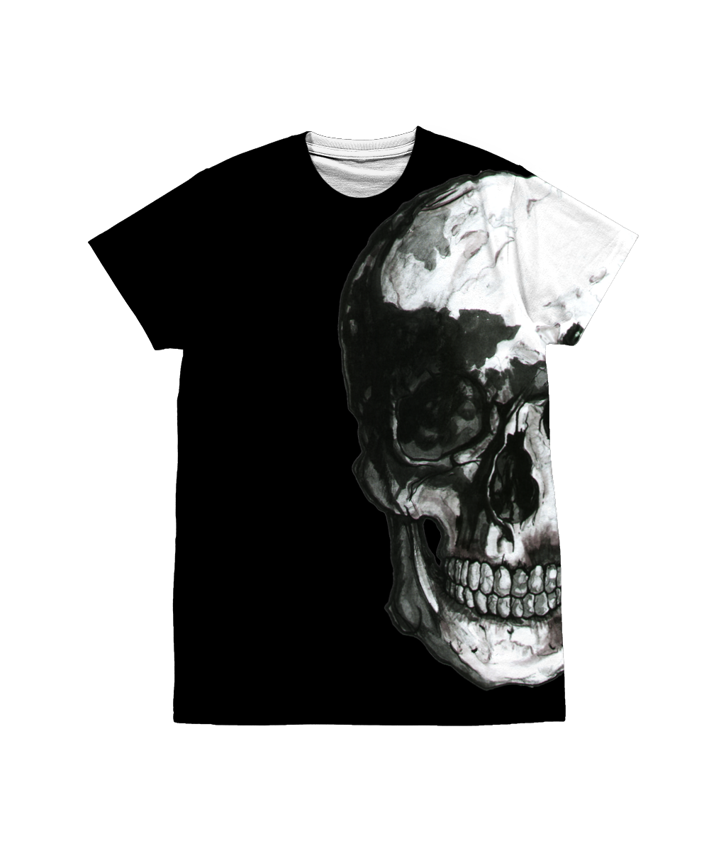 Skull Side Sublimation Black Tee