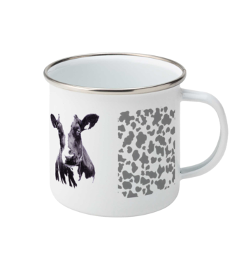 Enamel Mug Mad Cow Illustrated by Robert Bowen-20cm-x-5cm - Robert Bowen Tees