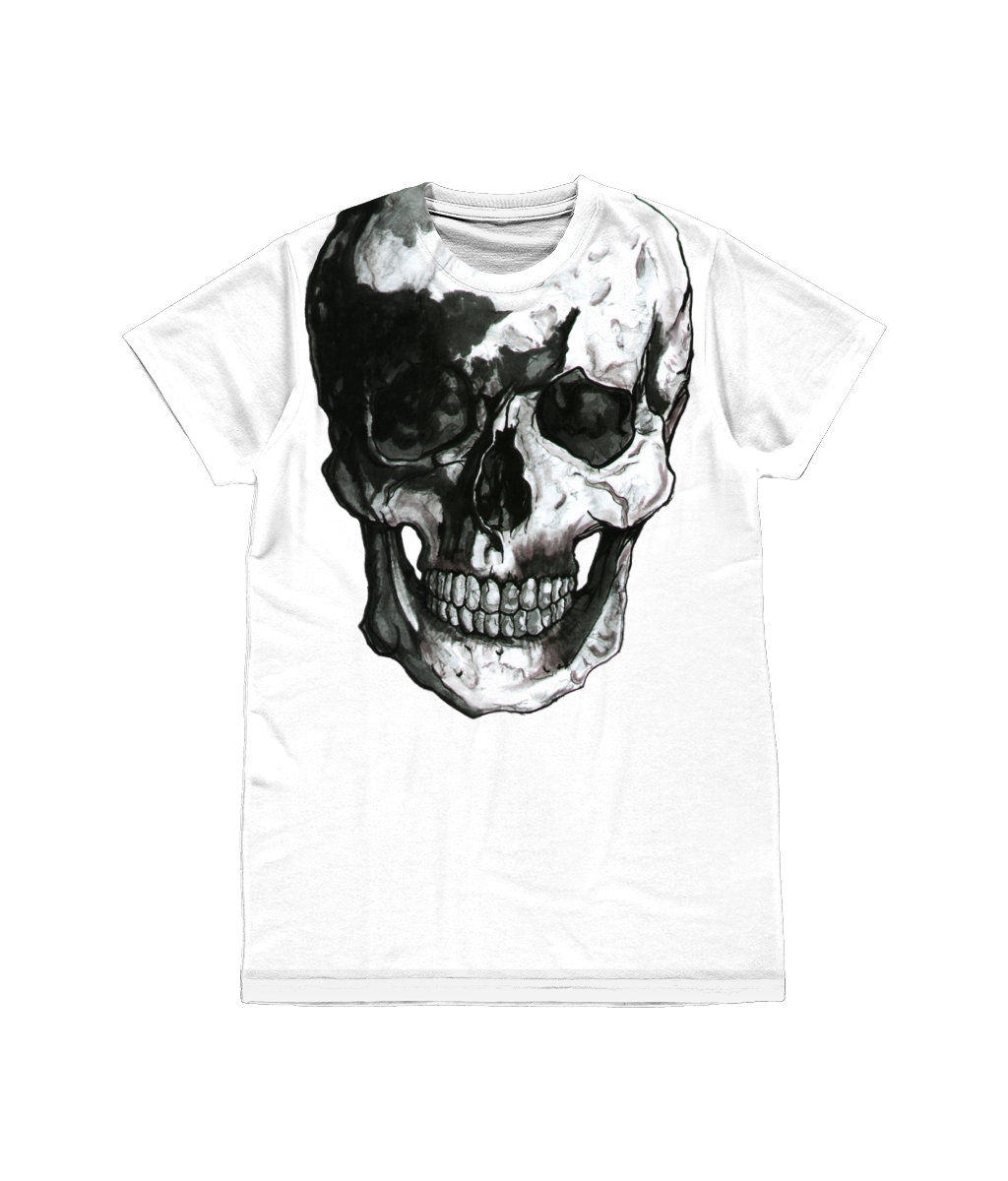 Skull Neck Sublimation White Tee