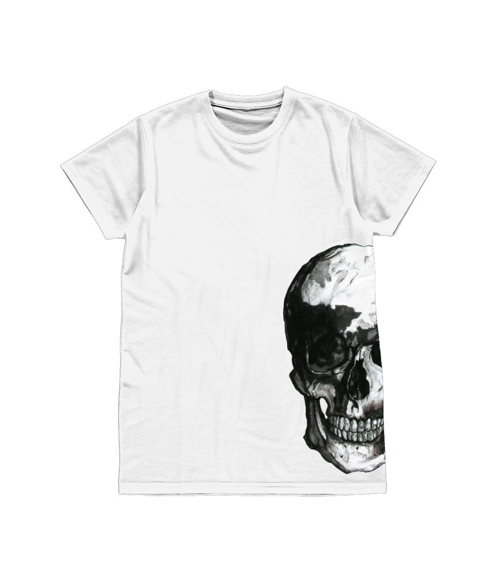 Skull Under Arm Sublimation White Tee