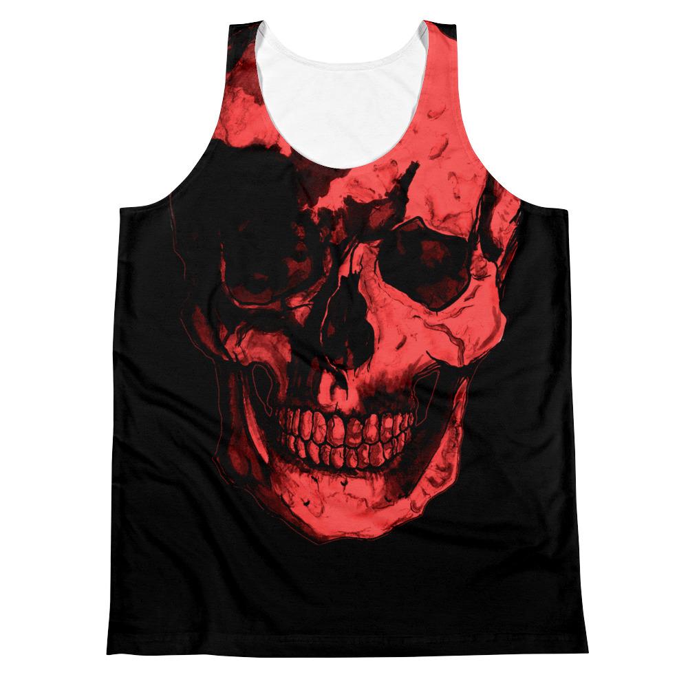 Red Skull Collar Bone Unisex Tank Top by Robert Bowen - Robert Bowen Tees