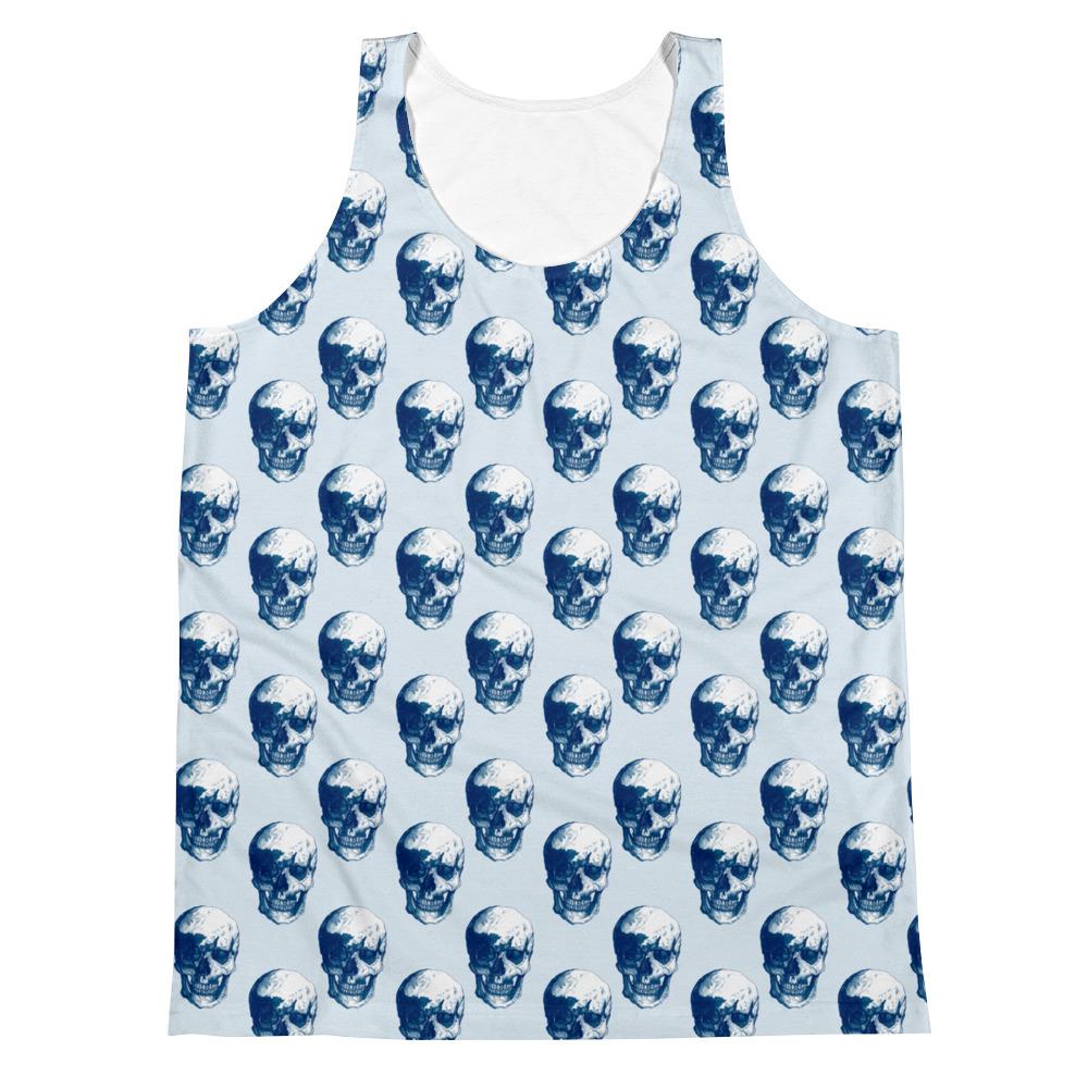 Blue Polka Skulls by Robert Bowen Unisex Tank Top - Robert Bowen Tees