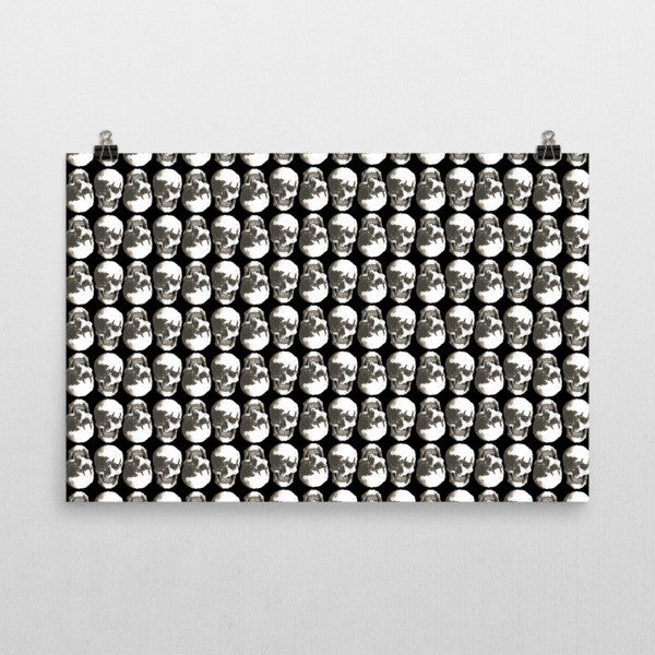 Polka Skulls Black & White 24 x 36 inches Poster by Robert Bowen - Robert Bowen Tees