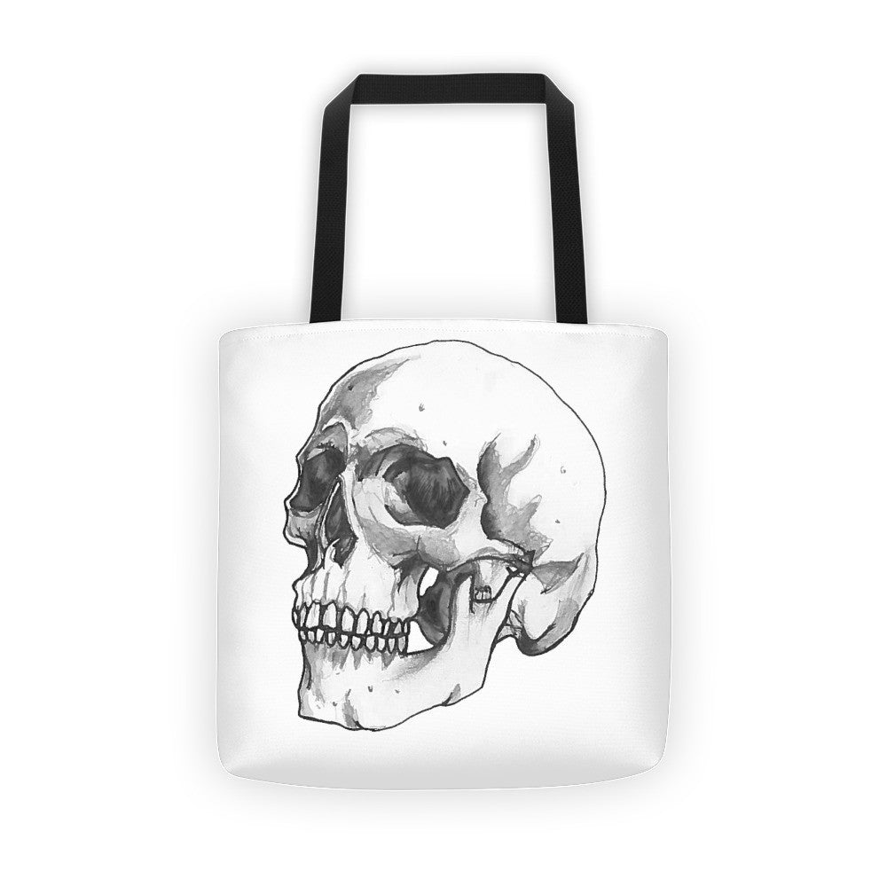 Skull 3/4 Tote Bag Illustrated by Robert Bowen - Robert Bowen Tees