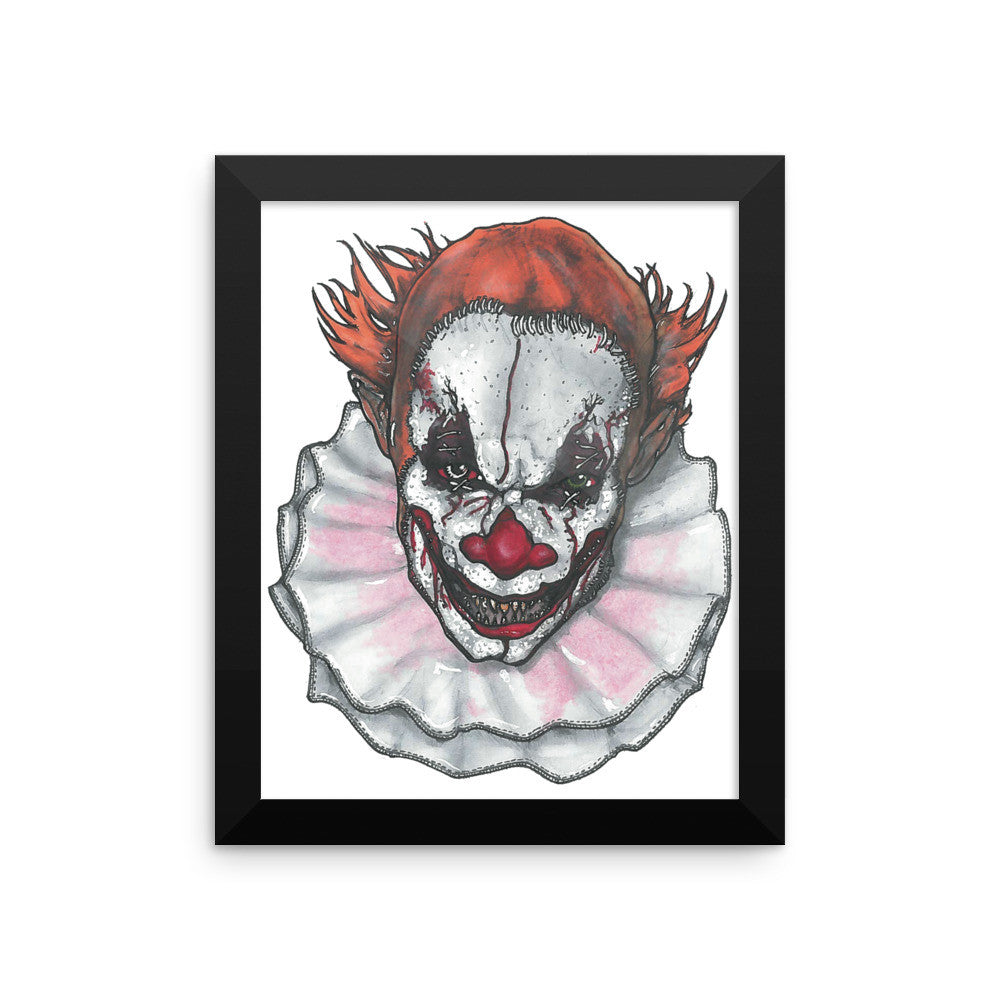 Scary Clown by Robert Bowen Framed Poster - Robert Bowen Tees