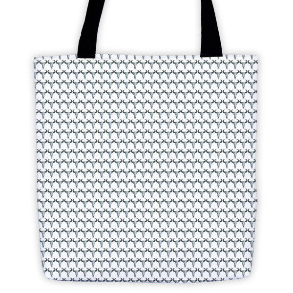 Ram Skulls Repeat Pattern Tote Bag by Robert Bowen - Robert Bowen Tees