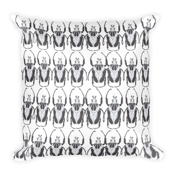 Black & White Beetles by Robert Bowen Cushion - Robert Bowen Tees