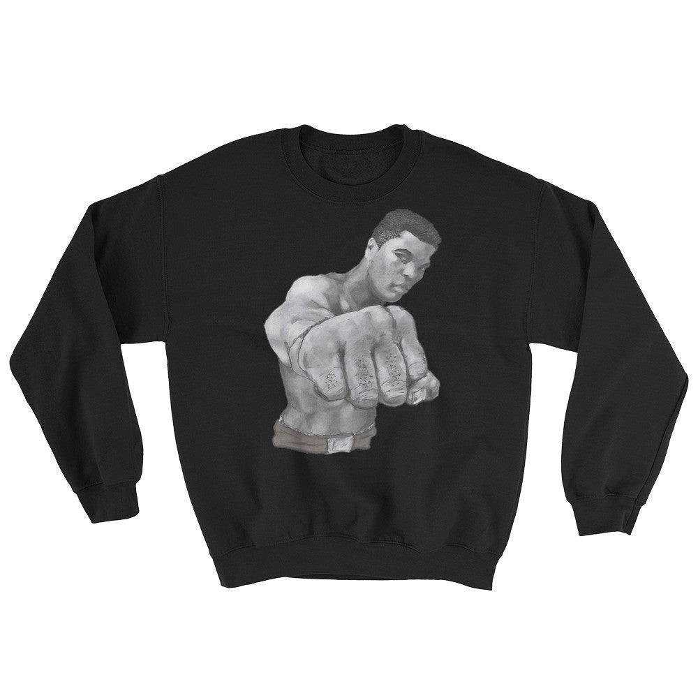 Mo Ali Fist Perspective Sweatshirt Illustrated by Robert Bowen - Robert Bowen Tees