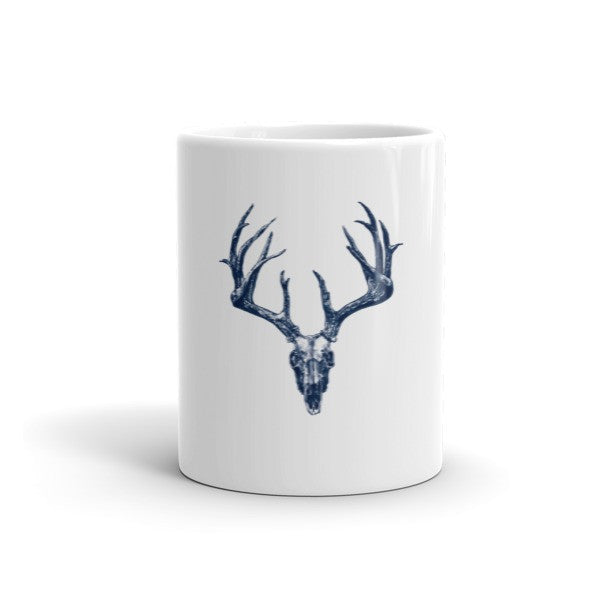 Stag Skull Blue Ink by Robert Bowen Mug - Robert Bowen Tees