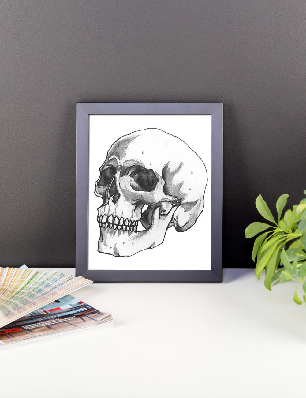 Skull 3/4 Framed Poster Illustrated by Robert Bowen - Robert Bowen Tees