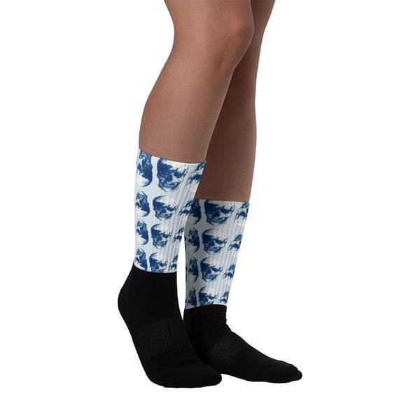 Blue Skulls Opposites Socks by Robert Bowen - Robert Bowen Tees