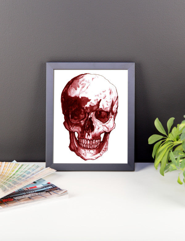 Skull Red Ink Framed Poster by Robert Bowen - Robert Bowen Tees