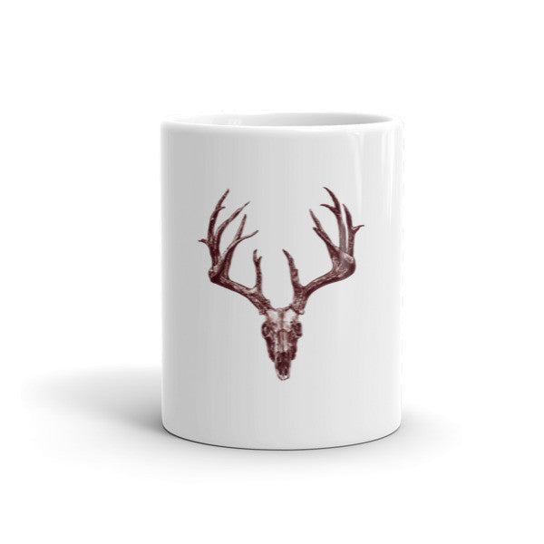 Stag Skull Brown Ink by Robert Bowen Mug - Robert Bowen Tees