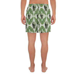 Skulls & Leaves by Robert Bowen All-Over Print Men's Athletic Long Shorts - Robert Bowen Tees