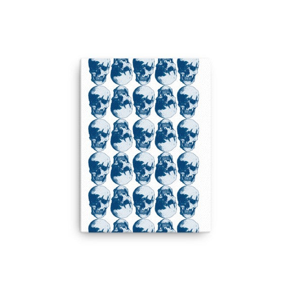 Skulls Grid Blue Ink Canvas by Robert Bowen - Robert Bowen Tees