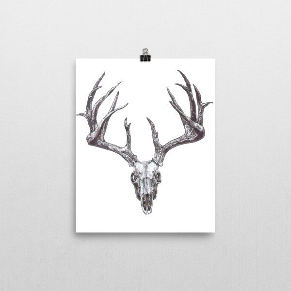 Stag Skull Black Ink Poster by Robert Bowen - Robert Bowen Tees