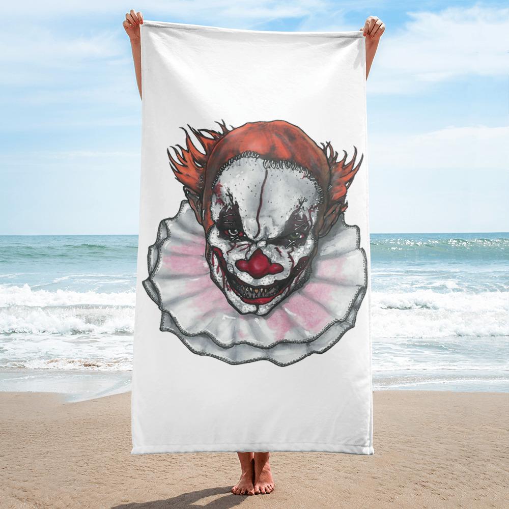 Scary Clown Towel Illustrated by Robert Bowen - Robert Bowen Tees