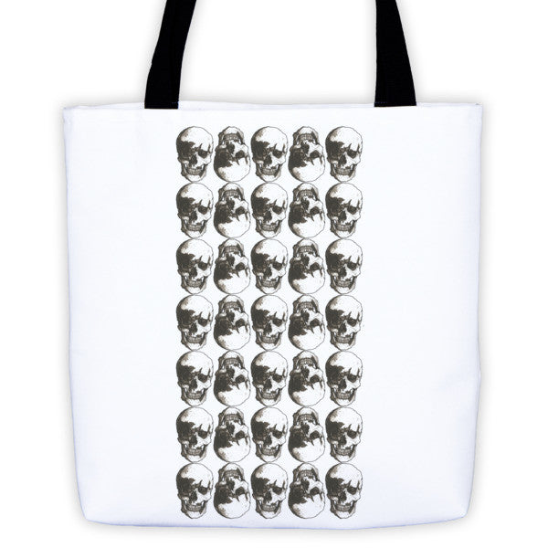 Skulls Grid Black Ink Tote Bag by Robert Bowen - Robert Bowen Tees