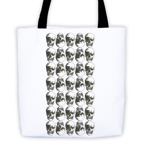 Skulls Grid Black Ink Tote Bag by Robert Bowen - Robert Bowen Tees