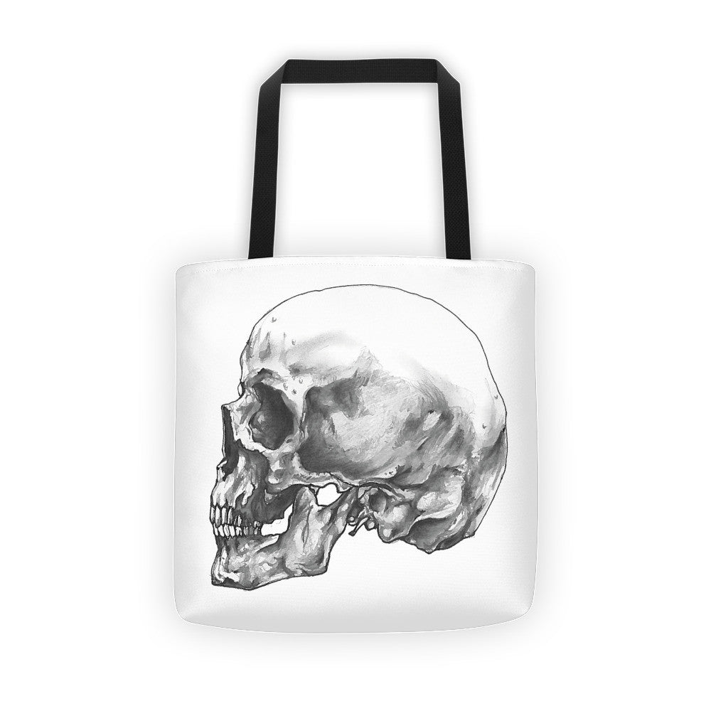Skull Profile Tote Bag Illustrated by Robert Bowen - Robert Bowen Tees