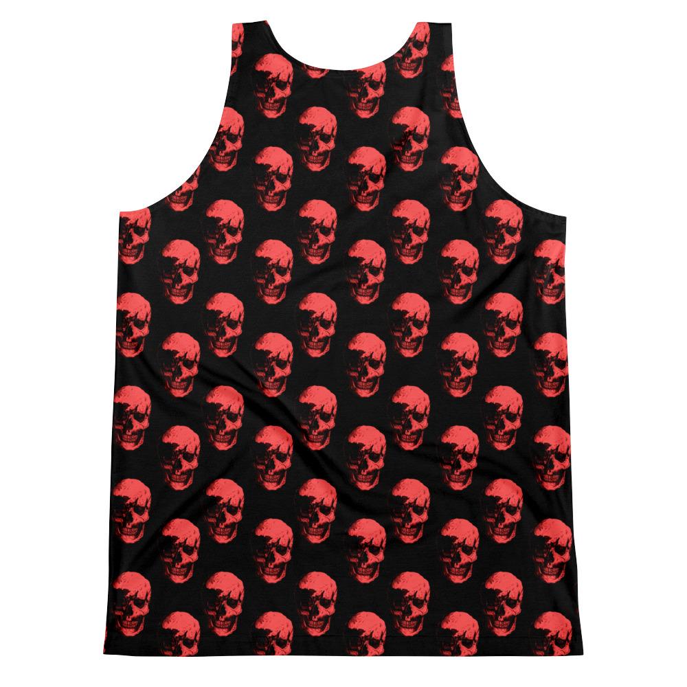 Polka Red Skulls by Robert Bowen Unisex Tank Top - Robert Bowen Tees