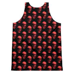 Polka Red Skulls by Robert Bowen Unisex Tank Top - Robert Bowen Tees