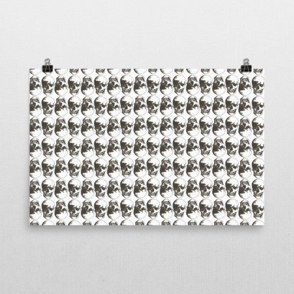 Polka Skulls White & Black 24 x 36 inches Poster by Robert Bowen - Robert Bowen Tees