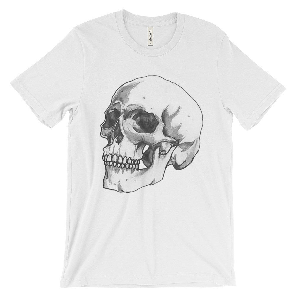 Skull 3/4 Unisex Short Sleeve T-Shirt Illustrated by Robert Bowen - Robert Bowen Tees