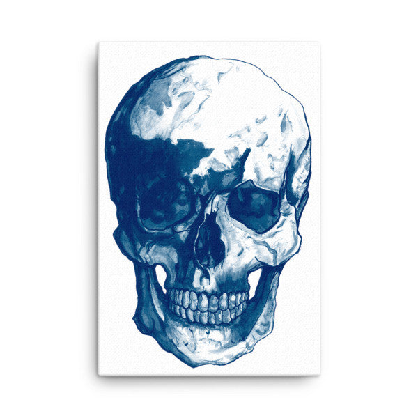 Skull Blue Ink Canvas by Robert Bowen - Robert Bowen Tees