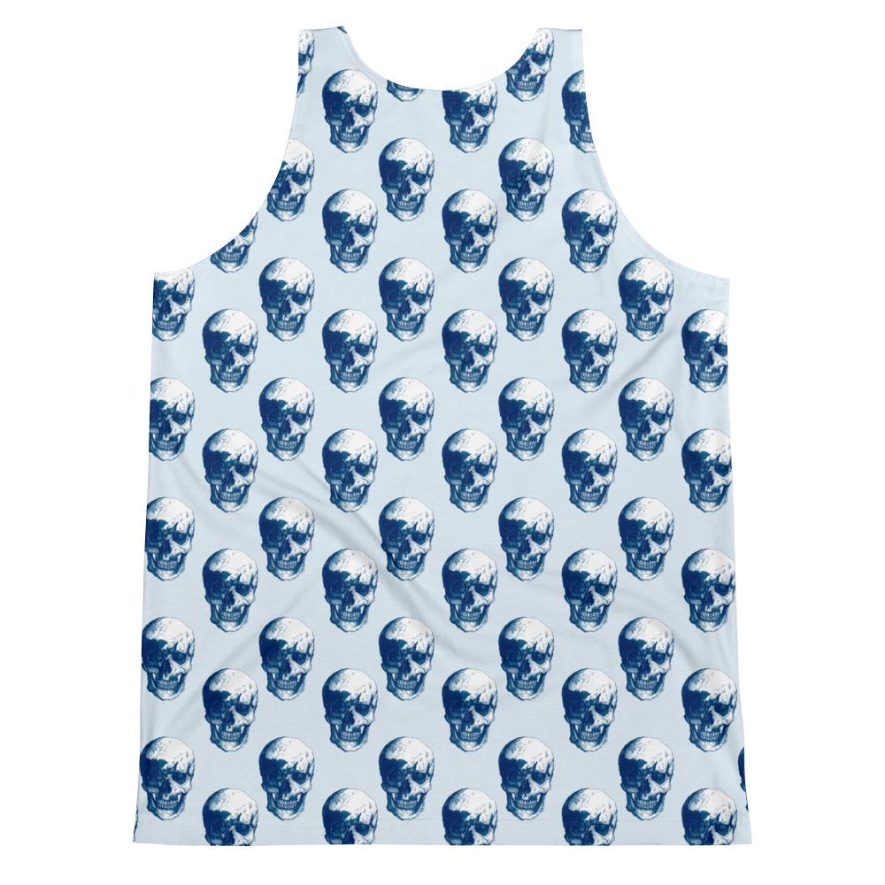 Blue Polka Skulls by Robert Bowen Unisex Tank Top - Robert Bowen Tees