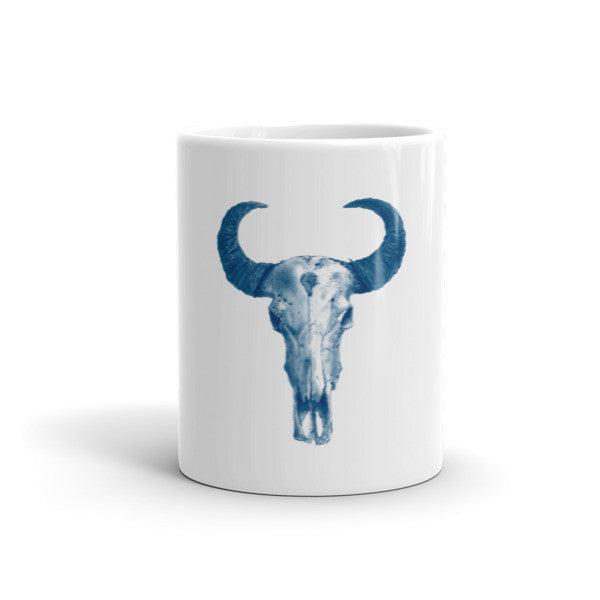 Ram Skull Blue Ink by Robert Bowen Mug - Robert Bowen Tees