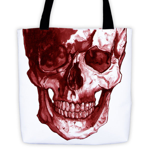 Skull Scalpel Red Ink Tote Bag by Robert Bowen - Robert Bowen Tees