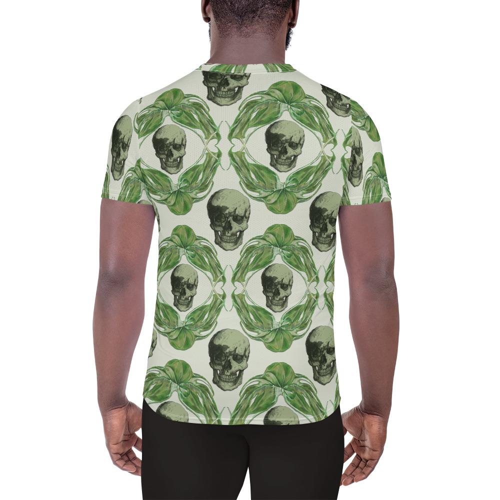 Skulls & Leaves by Robert Bowen All-Over Print Men's Athletic T-Shirt - Robert Bowen Tees